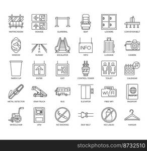 Set of Airport thin line icons for any web and app project.