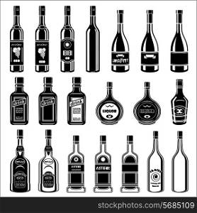 Set of alcohol bottles.Vector illustration