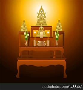 set of altar table type five tables in gradient design,suitable for all of Buddhism ceremony,vector illustration