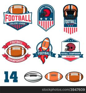 Set of American Football emblems and design elements. Emblem, label or badge design template.