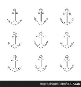 Set of Anchor icon Logo Template vector illustration