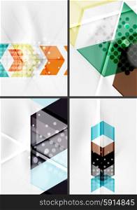 Set of angle and straight lines design abstract backgrounds. Geometric shapes, triangles and arrows with light effects