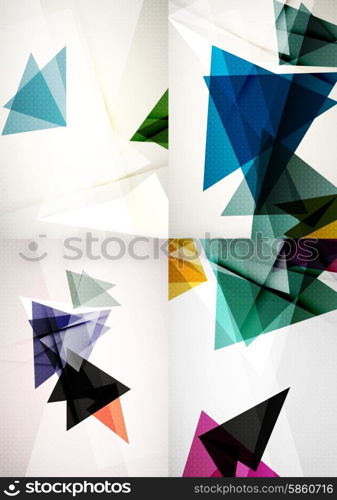 Set of angle and straight lines design abstract backgrounds. Geometric shapes, triangles with light effects