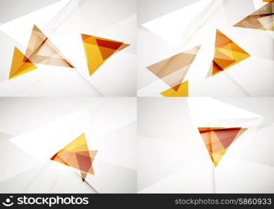 Set of angle and straight lines design abstract backgrounds. Geometric shapes, triangles with light effects