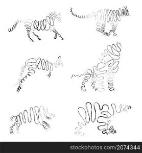 set of animals made from ribbon Vector illustration