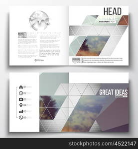 Set of annual report business templates for brochure, magazine, flyer or booklet. Abstract colorful polygonal background, modern stylish triangle vector texture.