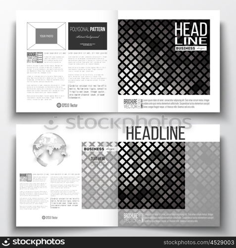 Set of annual report business templates for brochure, magazine, flyer or booklet. Abstract polygonal background, modern stylish square design silver vector texture.