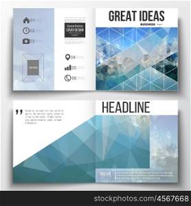 Set of annual report business templates for brochure, magazine, flyer or booklet. Abstract blue polygonal background, colorful backdrop, modern stylish vector texture. Set of annual report business templates for brochure, magazine, flyer or booklet. Abstract blue polygonal background, colorful backdrop, modern stylish vector texture.