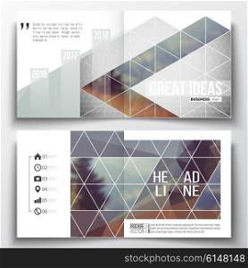 Set of annual report business templates for brochure, magazine, flyer or booklet. Abstract colorful polygonal background, modern stylish triangle vector texture.