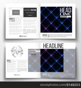 Set of annual report business templates for brochure, magazine, flyer or booklet. Abstract polygonal background, modern stylish sguare vector texture.