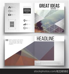 Set of annual report business templates for brochure, magazine, flyer or booklet. Abstract colorful polygonal background, modern stylish triangle vector texture.