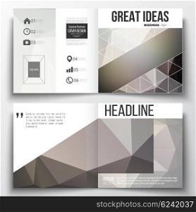 Set of annual report business templates for brochure, magazine, flyer or booklet. Abstract blurred background, modern stylish dark vector texture.