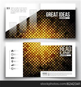 Set of annual report business templates for brochure, magazine, flyer or booklet. Abstract polygonal background, modern stylish sguare design golden vector texture.