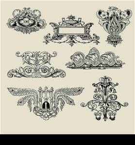 Set of antique decorative elements