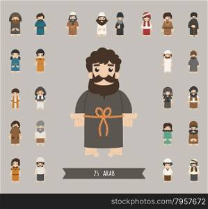Set of arab characters poses , eps10 vector format