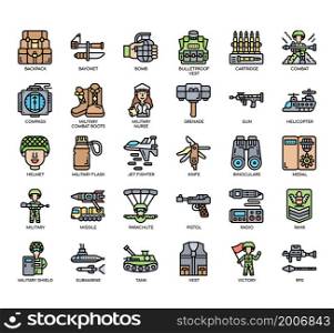 Set of Army thin line icons for any web and app project.