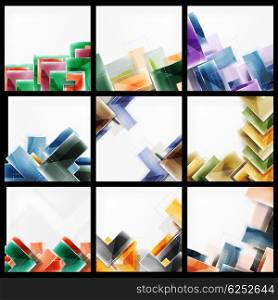 Set of arrow abstract geometric backgrounds. Set of arrow abstract geometric backgrounds. Vector universal blank templates with copyspace
