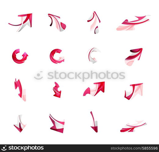 Set of arrow logo business icons. Set of arrow logo business icons. Created with overlapping colorful abstract waves and swirl shapes