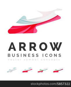 Set of arrow logo business icons. Set of arrow logo business icons. Created with overlapping colorful abstract waves and swirl shapes