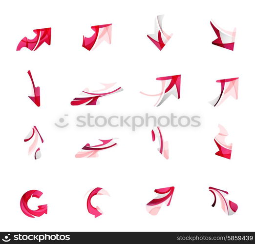 Set of arrow logo business icons. Set of arrow logo business icons. Created with overlapping colorful abstract waves and swirl shapes