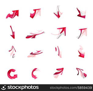 Set of arrow logo business icons. Set of arrow logo business icons. Created with overlapping colorful abstract waves and swirl shapes