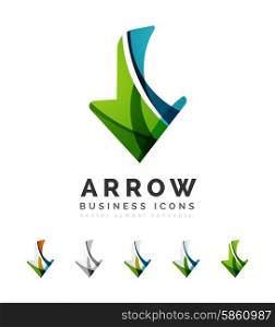 Set of arrow logo business icons. Set of arrow logo business icons. Created with overlapping colorful abstract waves and swirl shapes