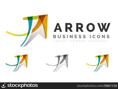 Set of arrow logo business icons. Set of arrow logo business icons. Created with overlapping colorful abstract waves and swirl shapes