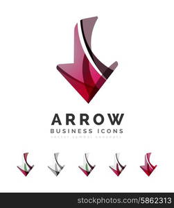 Set of arrow logo business icons. Set of arrow logo business icons. Created with overlapping colorful abstract waves and swirl shapes