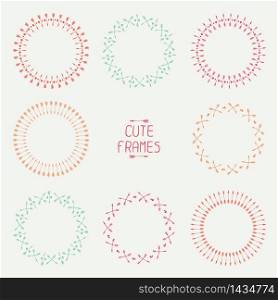 Set of arrows frames. Trendy hand drawn doodles style. Sketch. Illustration. Vector ethnic set with feathers, arrows and in native style. Decorative elements for your design. Tribal native American set of symbols.. Set of colorful arrows frames. Trendy hand drawn doodles style. Sketch. Illustration. Vector ethnic set with feathers, arrows and in native style. Decorative elements for your design. Tribal native American set of symbols.
