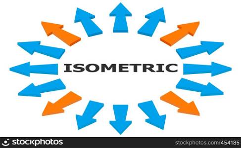 Set of arrows in isometry. 16 arrows indicate different directions.