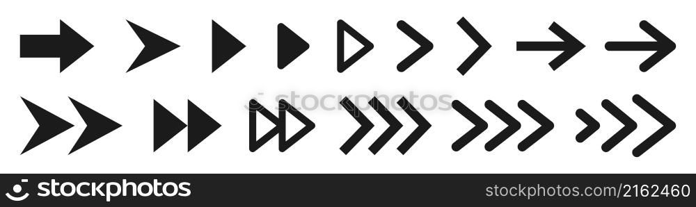 Set of arrows isolated on white background. Collection of pointers. Direction concept. Vector. Set of arrows isolated on white background. Collection of pointers. Direction concept. Vector illustration.