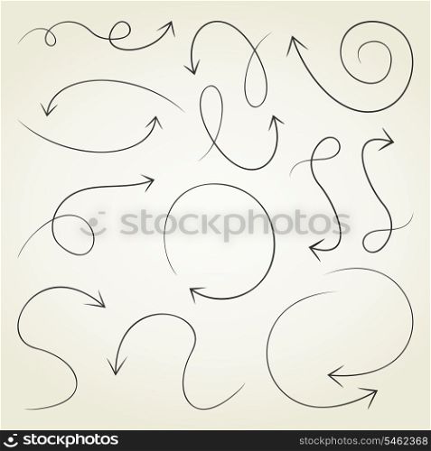 Set of arrows of sketches for web design. A vector illustration