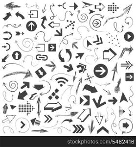 Set of arrows of sketches for web design. A vector illustration