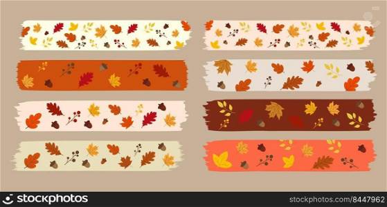 Set of Autumn Fall concept washi tape illustration