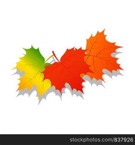 Set of autumn leaves icon. Isometric of set of autumn leaves vector icon for web design isolated on white background. Set of autumn leaves icon, isometric style