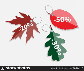 Set of Autumn Leaves Labels Vector Illustration. EPS10