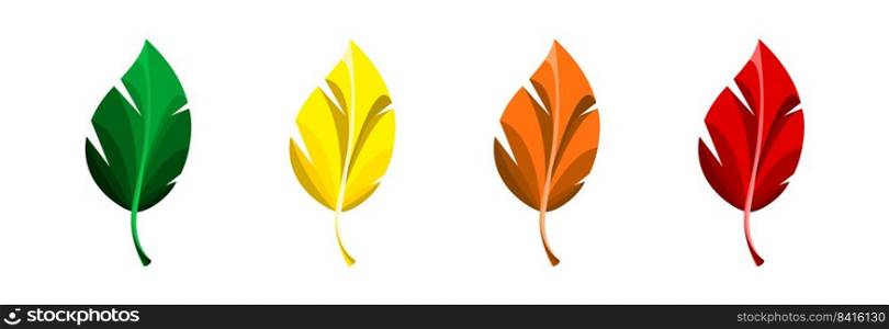 Set of autumn leaves on a white background.