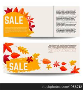 Set of autumn sale banners. Design element for poster,card, banner, sign, emblem. Vector illustration