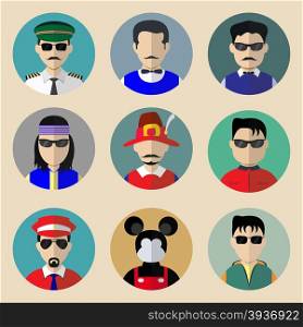 Set of avatars. Flat icons man. Characters for web