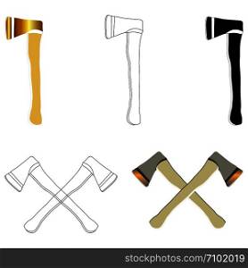 Set of axe icon on white background. Axe throwing, Lumberjack sports,Logo, icon travel .. Set of axe icon on white background.