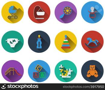Set of baby icons in flat design