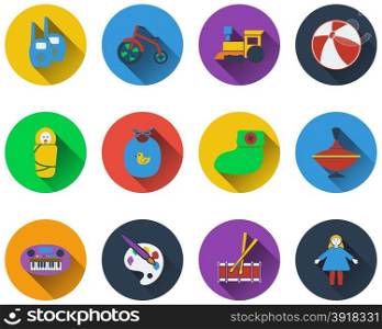 Set of baby icons in flat design