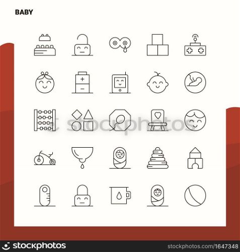 Set of Baby Line Icon set 25 Icons. Vector Minimalism Style Design Black Icons Set. Linear pictogram pack.
