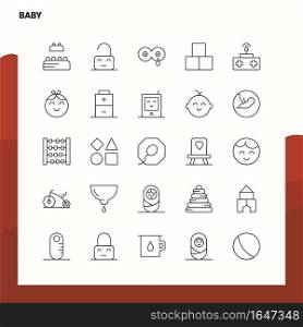 Set of Baby Line Icon set 25 Icons. Vector Minimalism Style Design Black Icons Set. Linear pictogram pack.