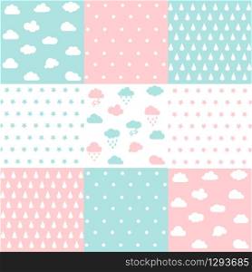 Set of baby patterns. Seamless pattern vector. Graphic design elements. Soft cloud pattern set