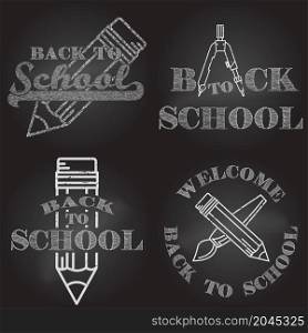 Set of Back to School retro design. For web design, mobile and application interface, also useful for infographics. Vector illustration.. Set of Back to School retro design.