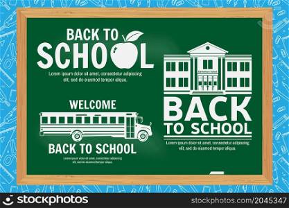 Set of Back to School retro design. For web design, mobile and application interface, also useful for infographics. Vector illustration.. Set of Back to School retro design