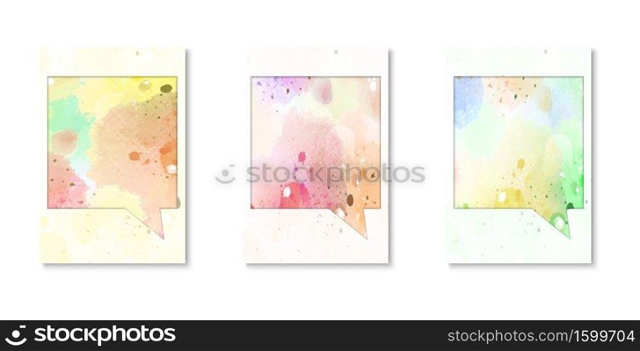  Set of background with watercolor brush for cover design paper cut style vector illustration.Eps10