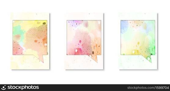Set of background with watercolor brush for cover design paper cut style vector illustration.Eps10