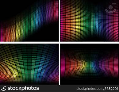 Set of Backgrounds - Multicolor Equalizer on Black Background